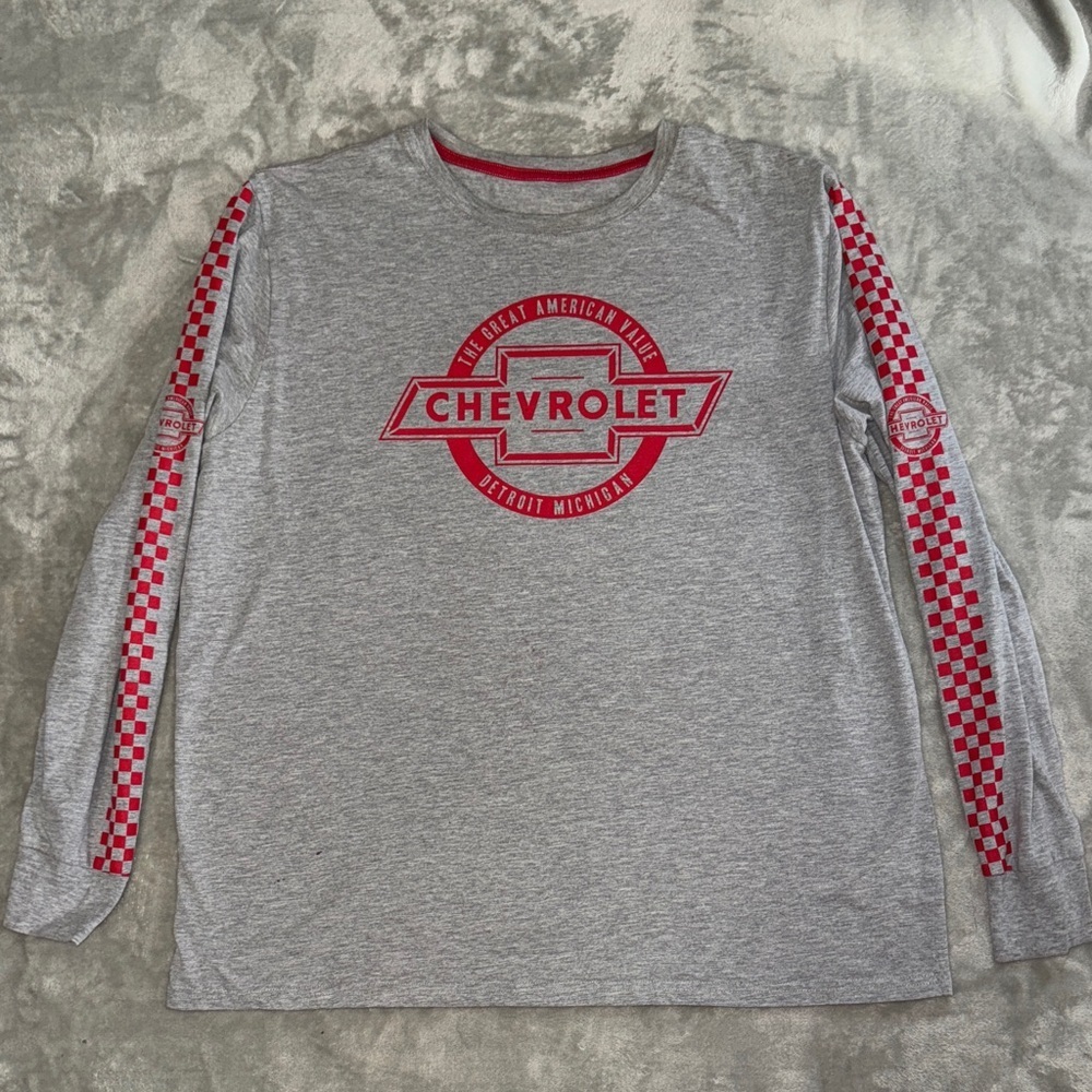 Chevrolet Gray and Red Long Sleeve Shirt